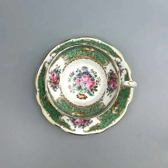 Vintage Coalport "MONTROSE Green" Tea Cup with Saucer Porcelain England - Picture 3 of 14